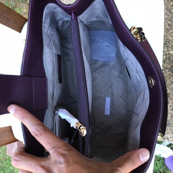 NWT Michael Kors Large Sophia Damson Tote Handbag - Picture 4 of 8